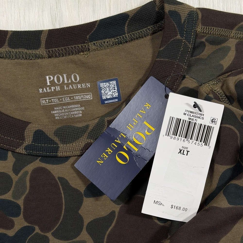 Polo Ralph Lauren Men's Size XLT Green Camo Double Knit Sweatshirt Long Sleeve - Picture 6 of 10